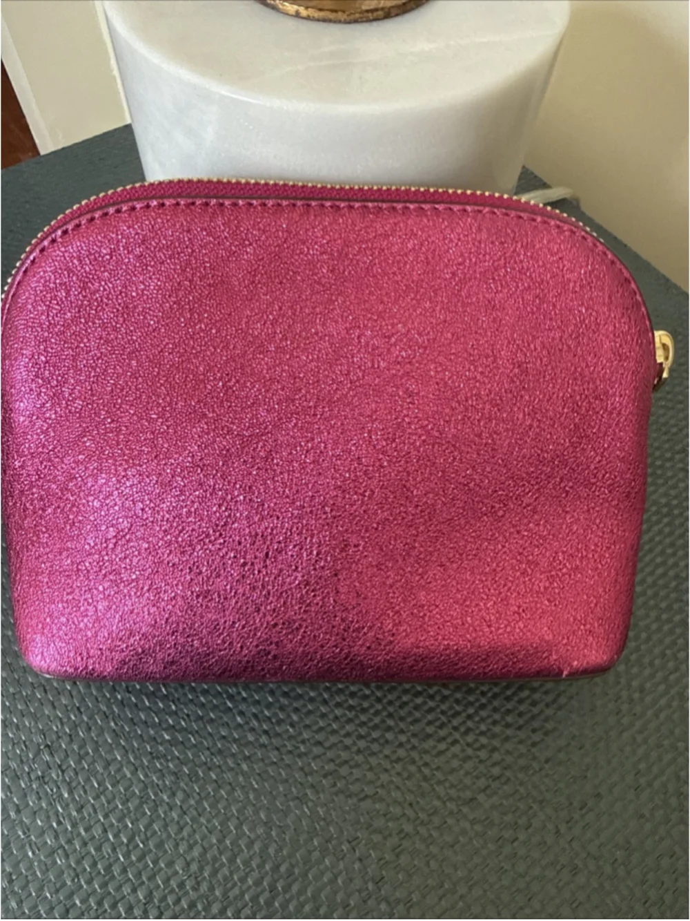 Michael Kors Medium Metallic Leather Cosmetic Pouch